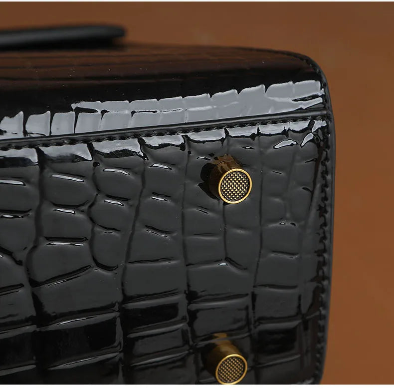 Luxury Handheld Cowhide Crocodile Pattern Bag for Women's Genuine Leather Bag 2024 Autumn New High Fashion Women's Bag