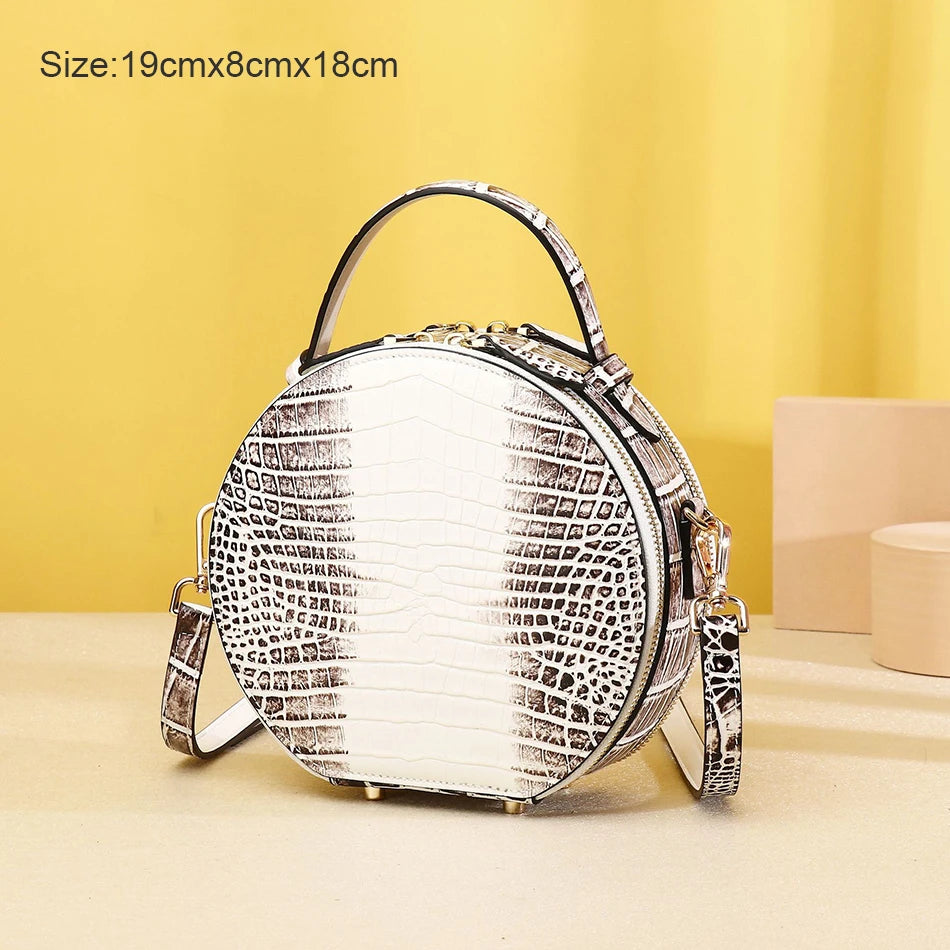 New Shoulder Round bag Women's Bags fashion luxury Genuine Leather women'handbags High-Quality Real Cowhide Bags