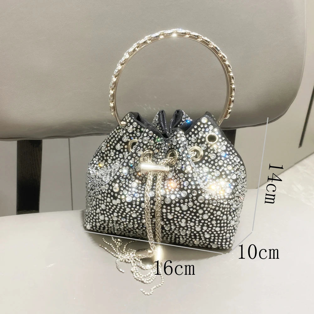 Handle Rhinestones Evening clutch Bag Purses and handbag luxury Designer shoulder bag Shiny Crystal Clutch purse bucket bag