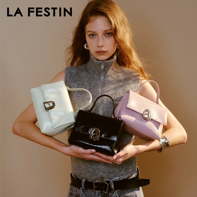 LA FESTIN Original 2024 New Handbag Women Luxury Designer Bags Crossbody Shoulder Bag Leather Bag Small Bag A-line Door Series