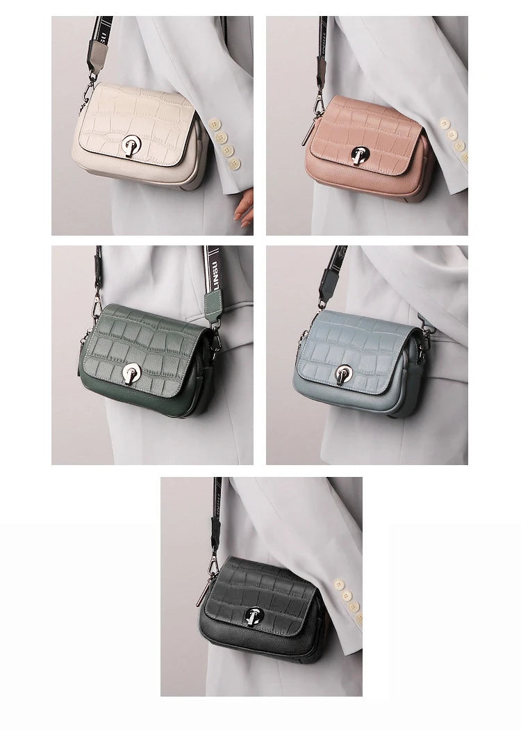 Genuine Leather Flap Small Shoulder Crossbody Bag for Woman Messenger Bags for Ladies Luxury  Handbag Sac Femme