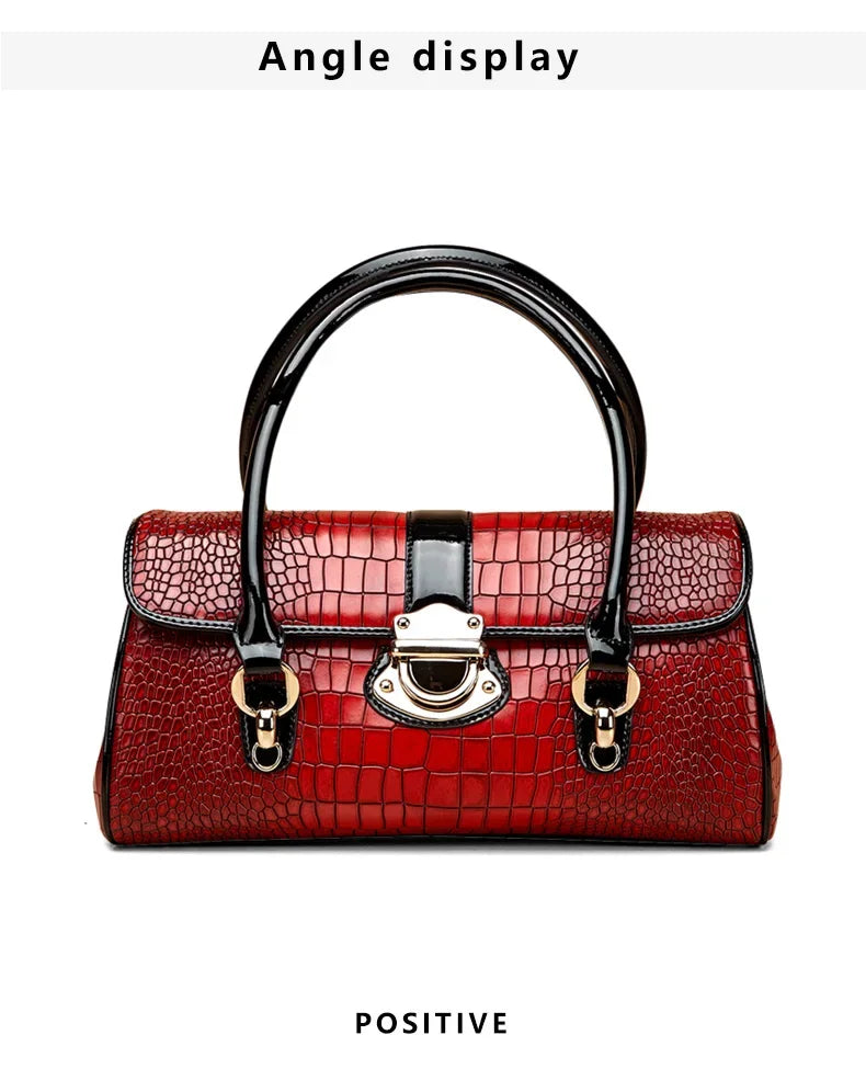 Fashionable, lightweight, luxurious Cowhide Women's Handbag New large Capacity Red Casual Multifunctional Shoulder Crossbody Bag