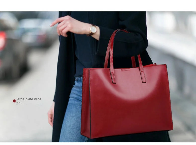 Luxury Business Women's Handbags 14 Inch Laptop Bag Fashion Lady Briefcase Genuine Leather Commuter Portable Shoulder Tote Bags