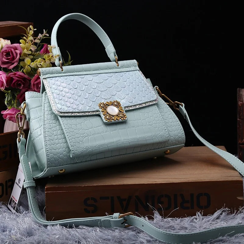 Women's Handbag 2024 Summer New Genuine Leather Handbag Advanced Light Luxury Fashion Designer One Shoulder Crossbody Bag