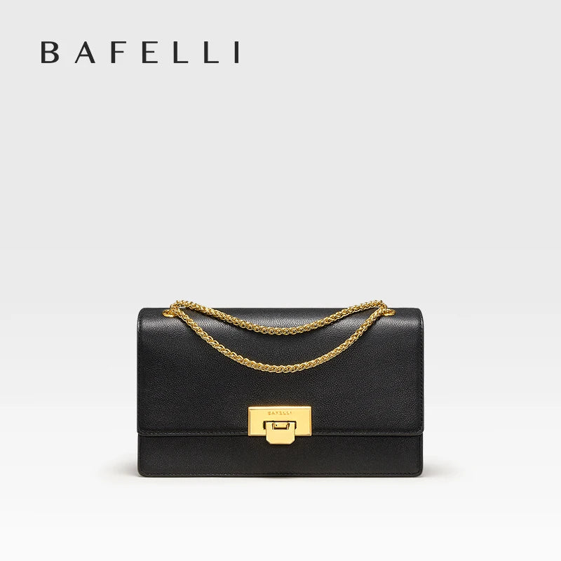 BAFELLI 2023 LUXURY BRAND CLASSIC STYLE FASHION BUSINESS ELEGANT BOXY CHAIN LEATHER SQUARE BAG HANDBAG SHOULDER CROSSBODY RETRO