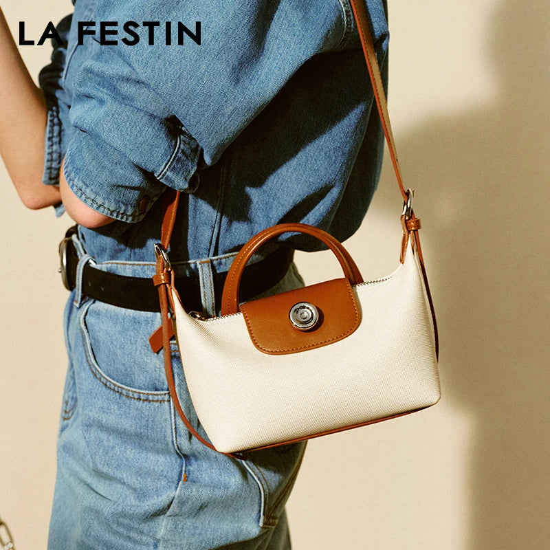 LA FESTIN Original 2024 New Handbag Women's Bag Leather Shoulder Crossbody Bag Portable Bag Luxury Brand Bag