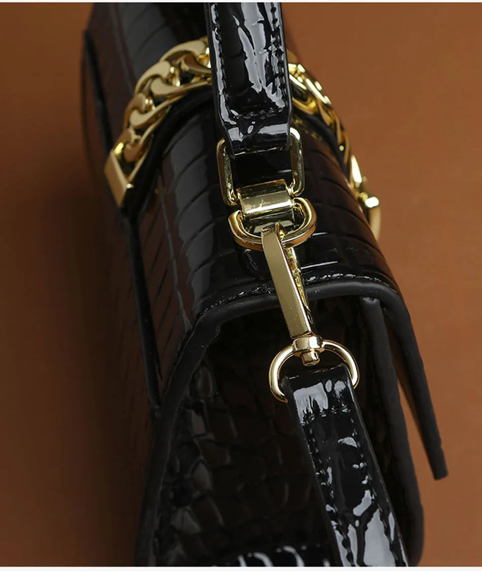 Crocodile Pattern Genuine leather Women's Bag 2024 New luxury Handbag, light luxury Single Shoulder Crossbody Women's Bag