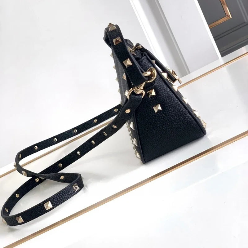 Stud rivet designer black luxury design small crossbody bag fashion leather shoulder messenger women purses and handbags