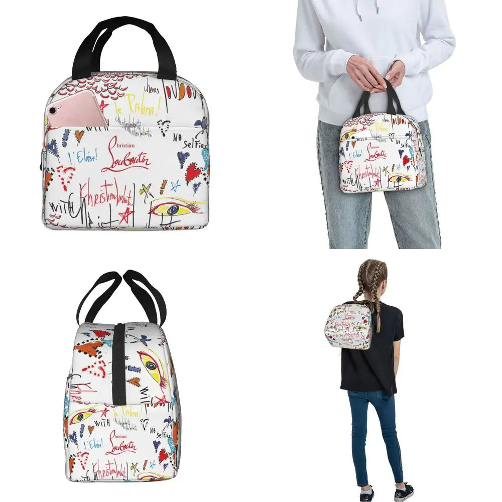 Christians High Heels Louboutins Insulated Lunch Bags Thermal Bag Meal Container Lady Beauty Large Tote Lunch Box Bento Pouch