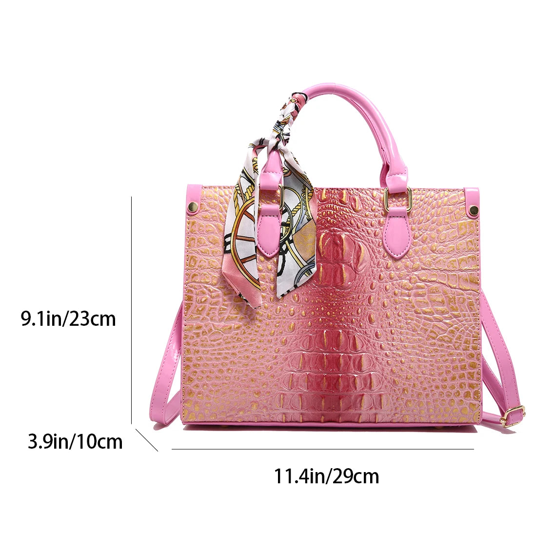 Luxury Crocodile Pattern Pu Leather Shoulder Crossbody Bag For Women Designer Classic Handbag Large Capacity Tote Commuter Bags