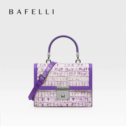 BAFELLI 2023 WOMNE'S NEW HANDBAG LUXURY BRAND K GOLD SERIES FASHION PURPLE EVENING PURSE SHOULDER WINTER STYLE WOOL CASUAL