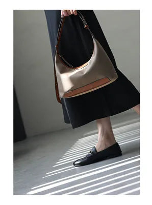 2022 New Arrival Underarm Bag Women Genuine Leather Crossbody Bag Fashion Female Nylon Handbag Luxury Messenger Purses