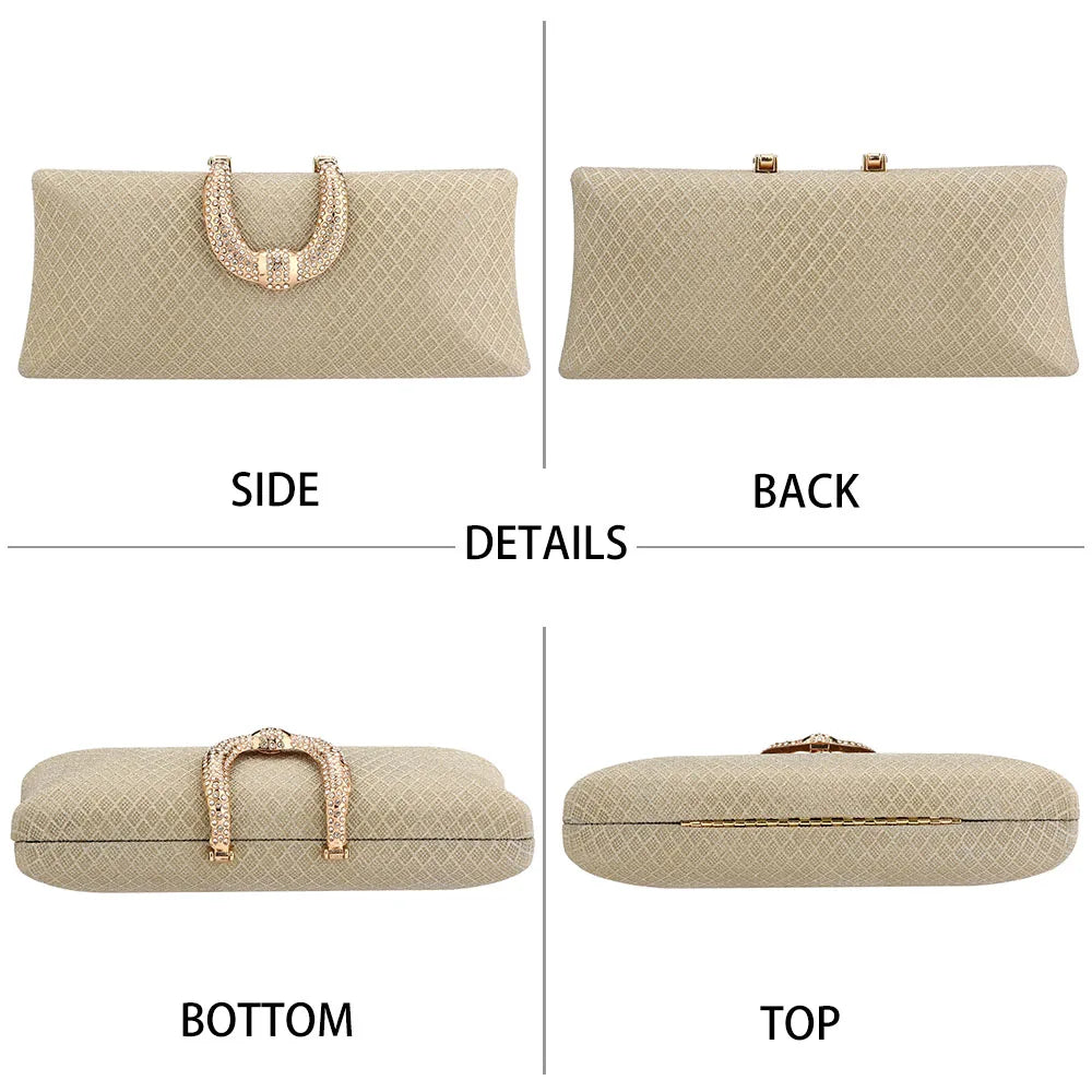 YYW Evening Bags For Women Fashion Gold Luxury Clutches And Purse Chain Shoulder Bags Handbags Banquet Glitter Clutch Sac A Main