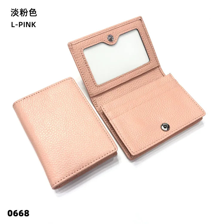 Custom Initials Business Card Holder Genuine Leather Folding Wallet ID Card Bag Woman Fashion Luxury Card Case Christmas Gift