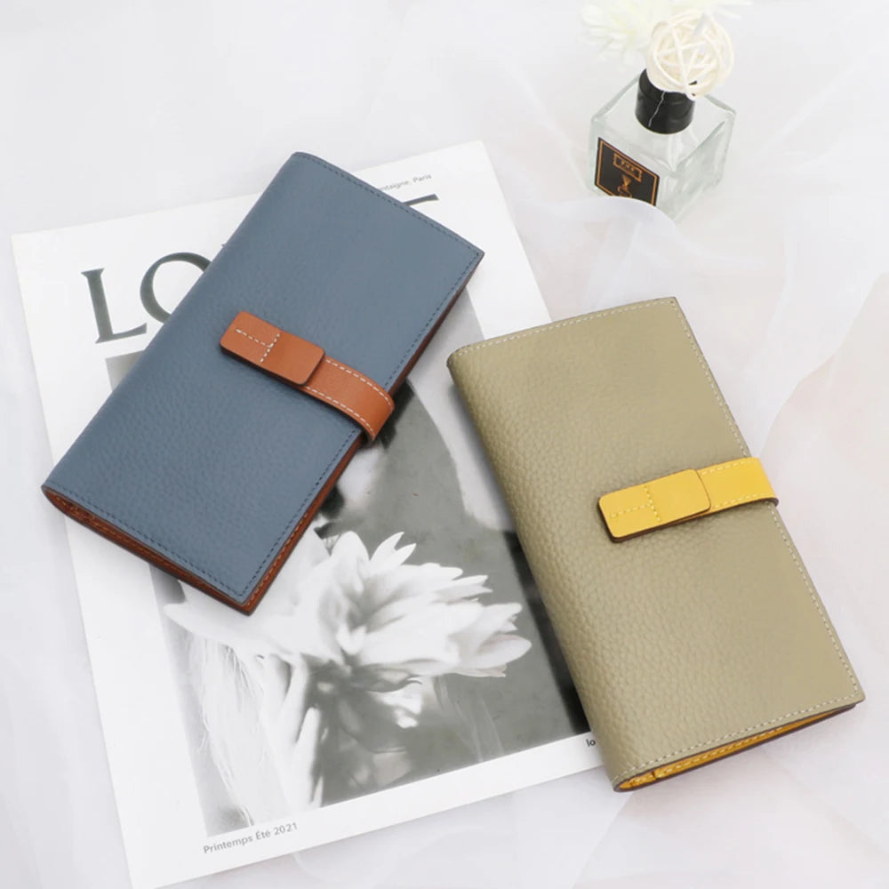 Envelope Long Women Wallet Slim Genuine Leather Female Phone Hand Purse Luxury Cowhide Classic Clutch Bag Card Holder Wallet