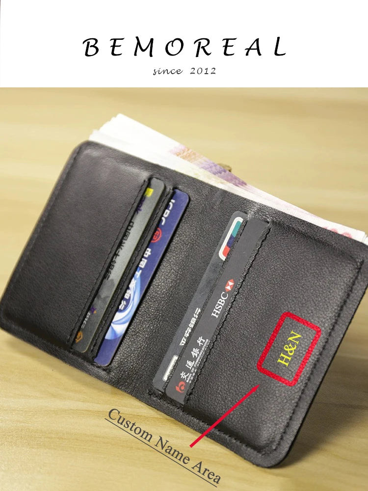 Genuine Leather Casual Men Wallet Luxury Design Short Purse Slim Card Holders Solid Money Bag Ultra Thin Minimalist Wallets