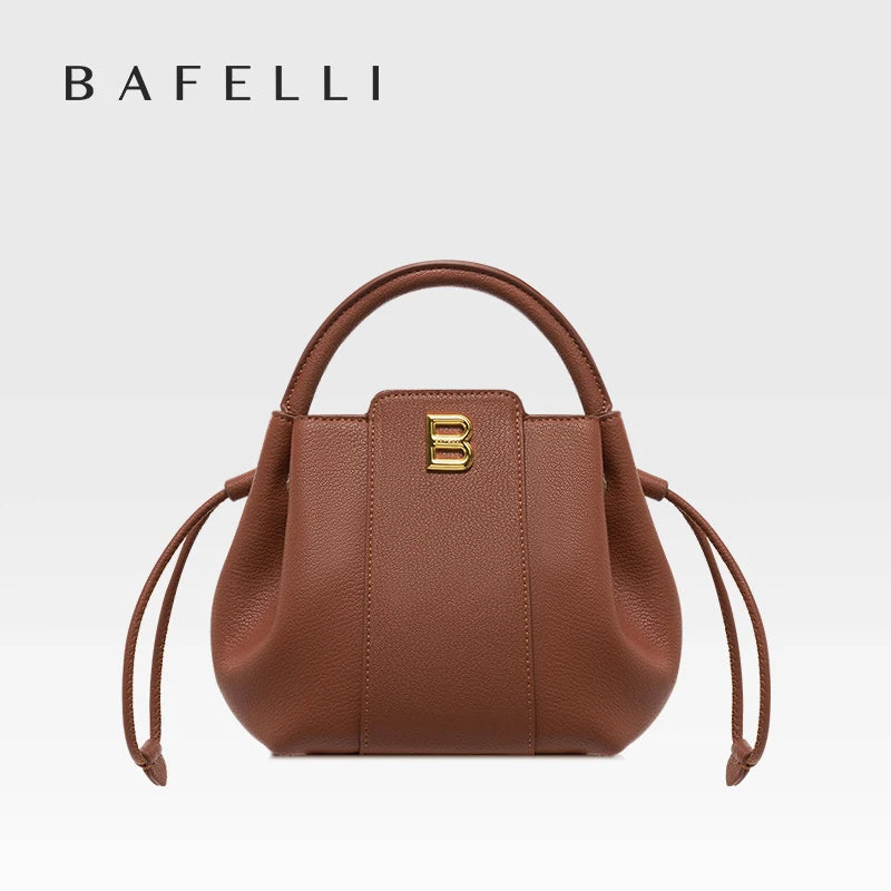 BAFELLI 2024 WOMEN'S HANDBAG BUCKET BAG FASHION LEATHER STYLISH SHOULDER LUXURY BRAND FEMALE DESIGNER PURSE CLASSIC