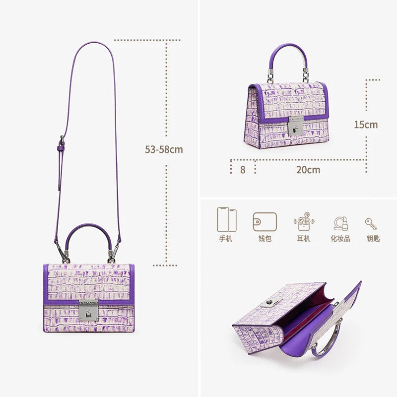 BAFELLI 2023 WOMNE'S NEW HANDBAG LUXURY BRAND K GOLD SERIES FASHION PURPLE EVENING PURSE SHOULDER WINTER STYLE WOOL CASUAL