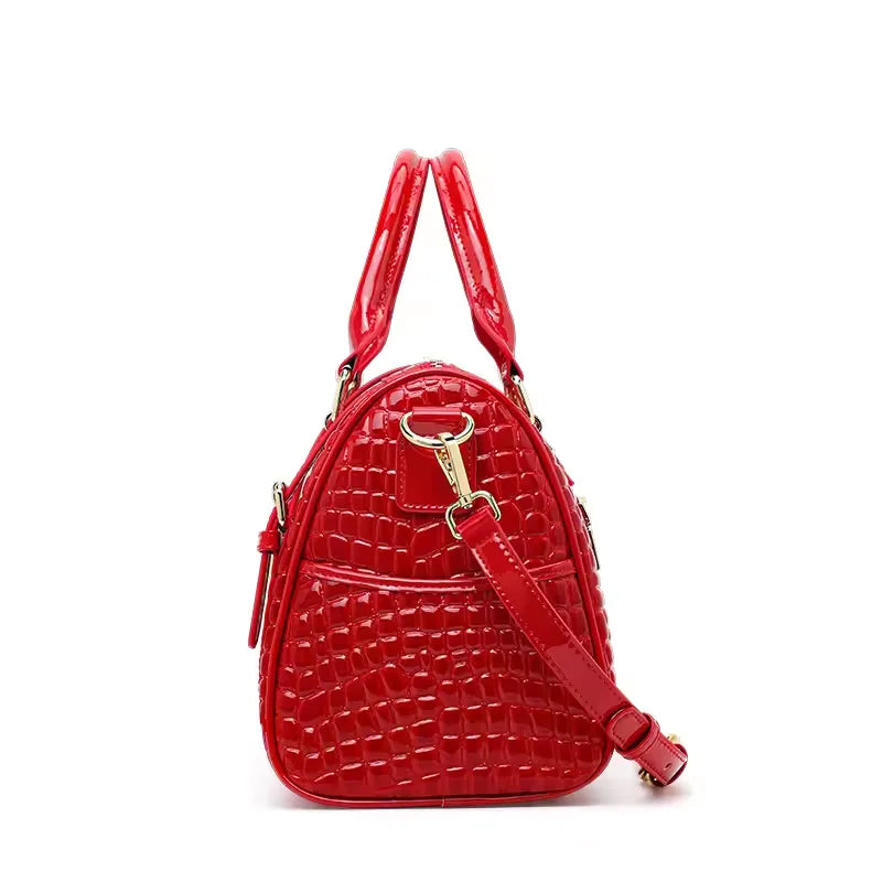 Real leather Bag, New Crocodile Embossed luxury Handbag, Boston Bag, High-Quality Commuting Women's Shoulder Bag, Crossbody Bag